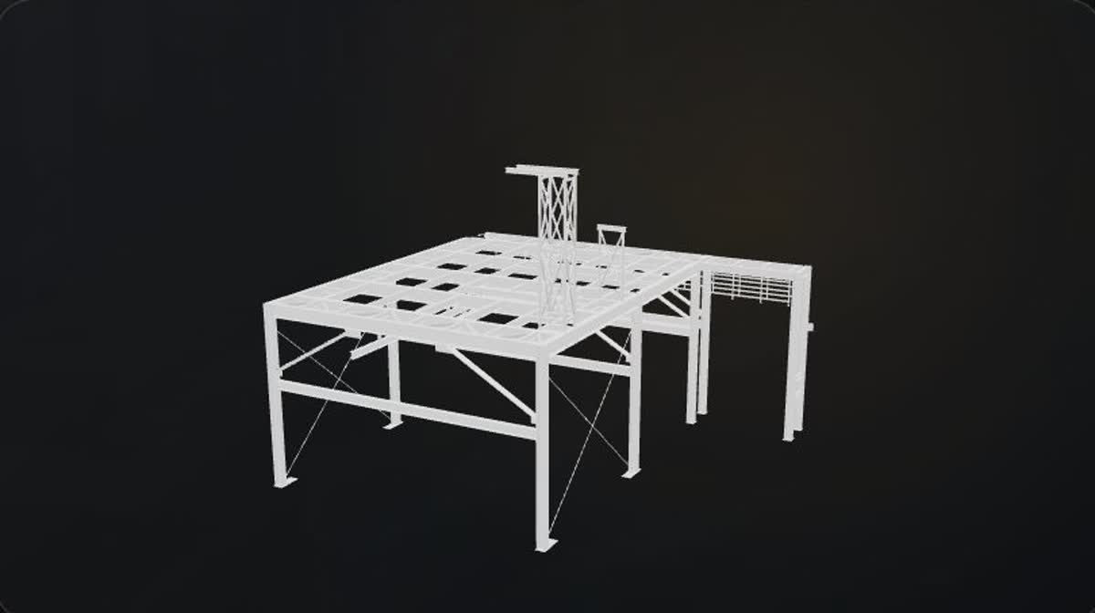 Rotating 3D structural steel model from a real FSW project.