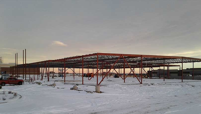 Steel structure in a snowy area.